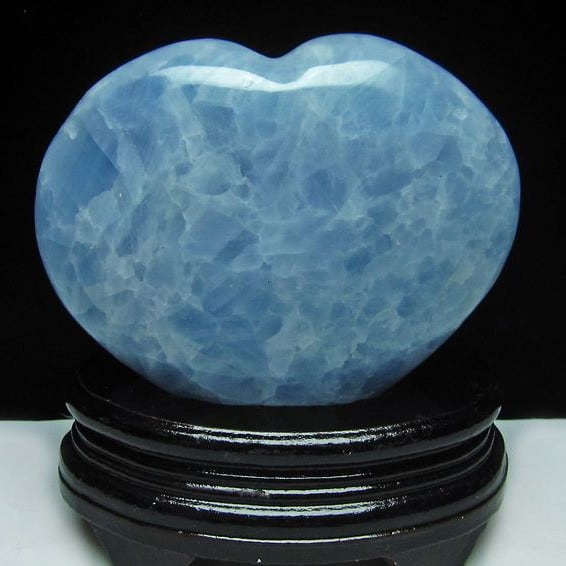 1Kg ブルーカルサイト ハート置物 台座付属  155-169