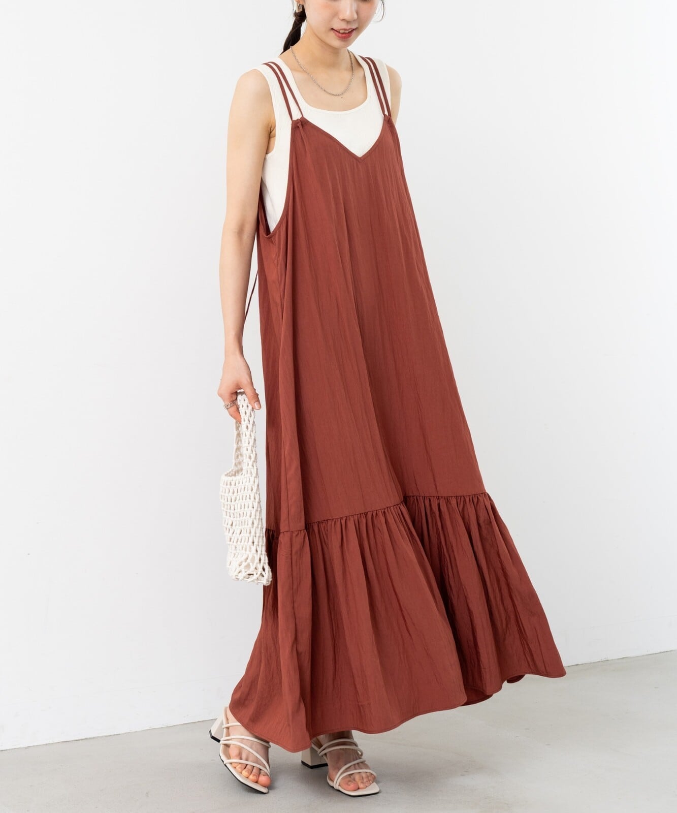 ダブル肩紐キャミワンピース キャミワンピ ワンピース