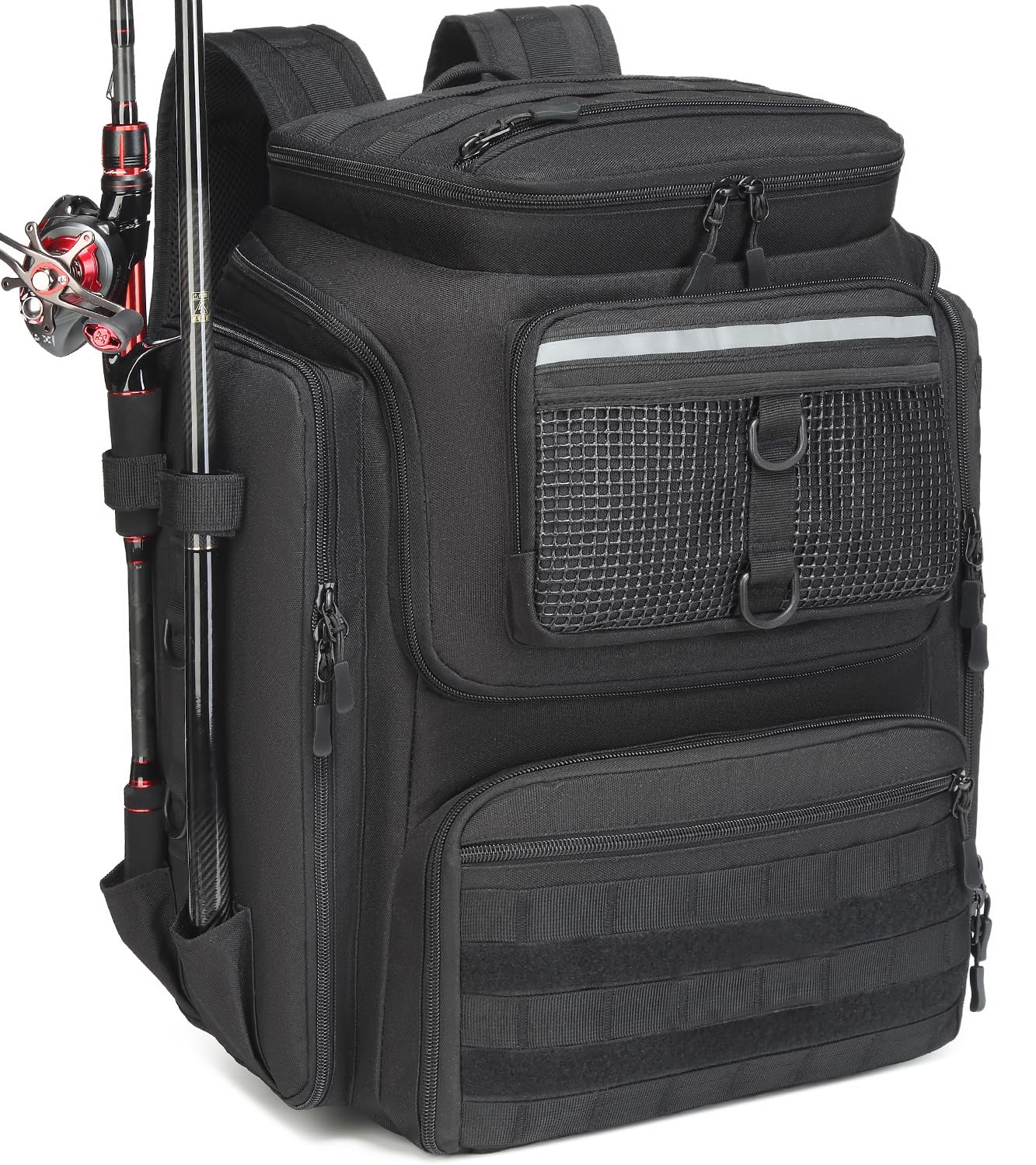 【人気】ロッドホルダー付き釣りバックパック - 45L 大型防水フィッシングバッグ、アウトドアキャンプ・ハイキング用装備向け(バッグ本体のみ)