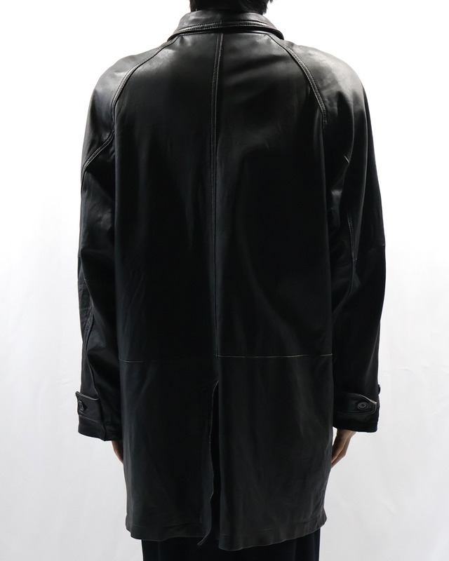 fly front leather half coat