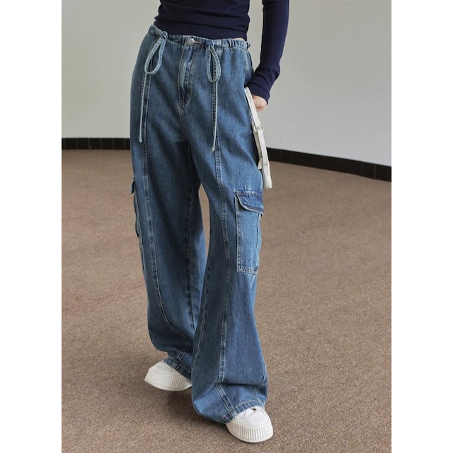 High Waist Drope Wide Leg Cargo Pants