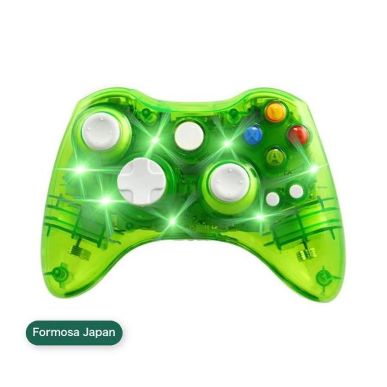Formosa Japan Xbox 360 USB 無線 ワイヤレス ゲームコントローラー Xbox360 Windows 対応 透明グリーン