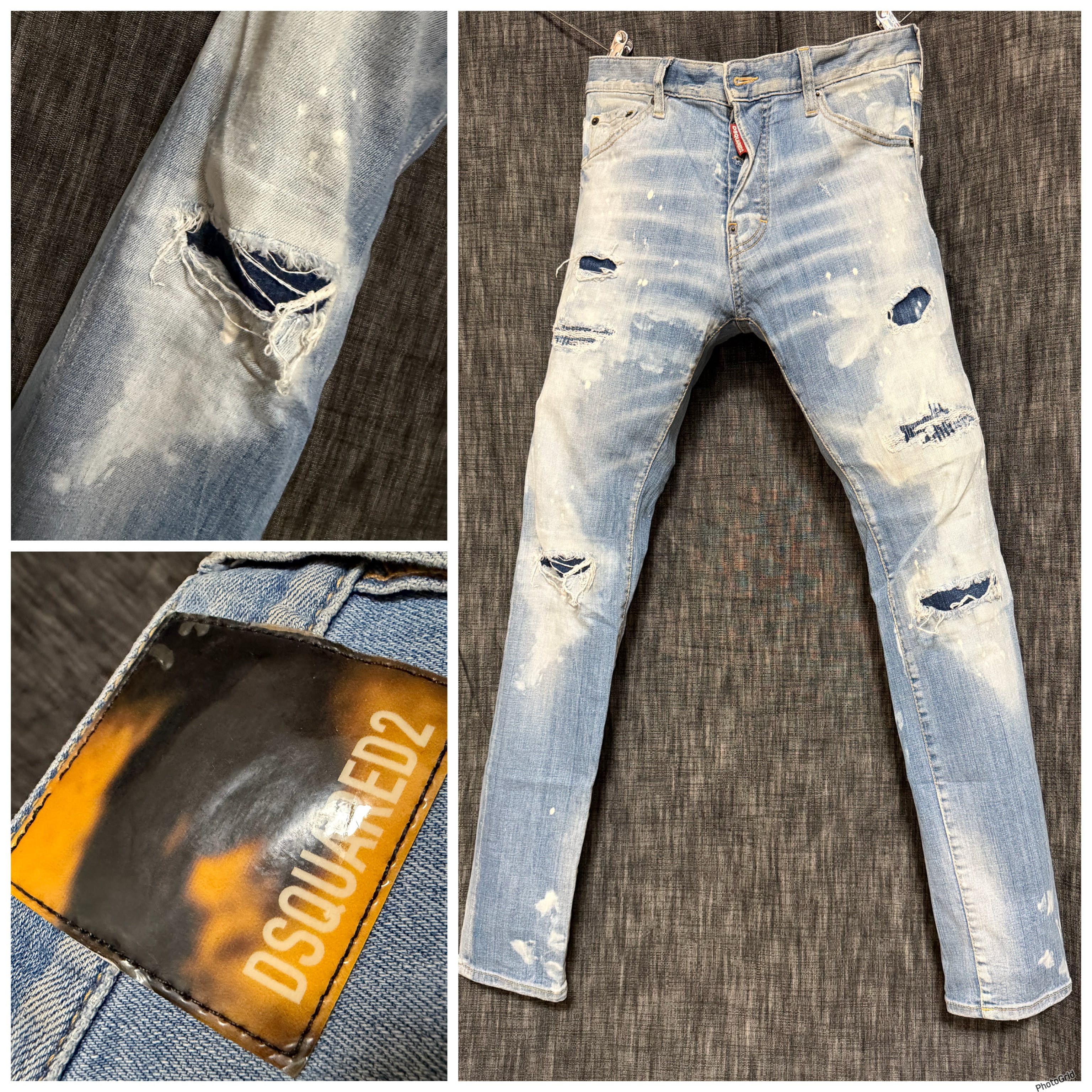 Dsquared2 クールガイ ダメージ加工 ストレッチデニム ブリーチ スリム 