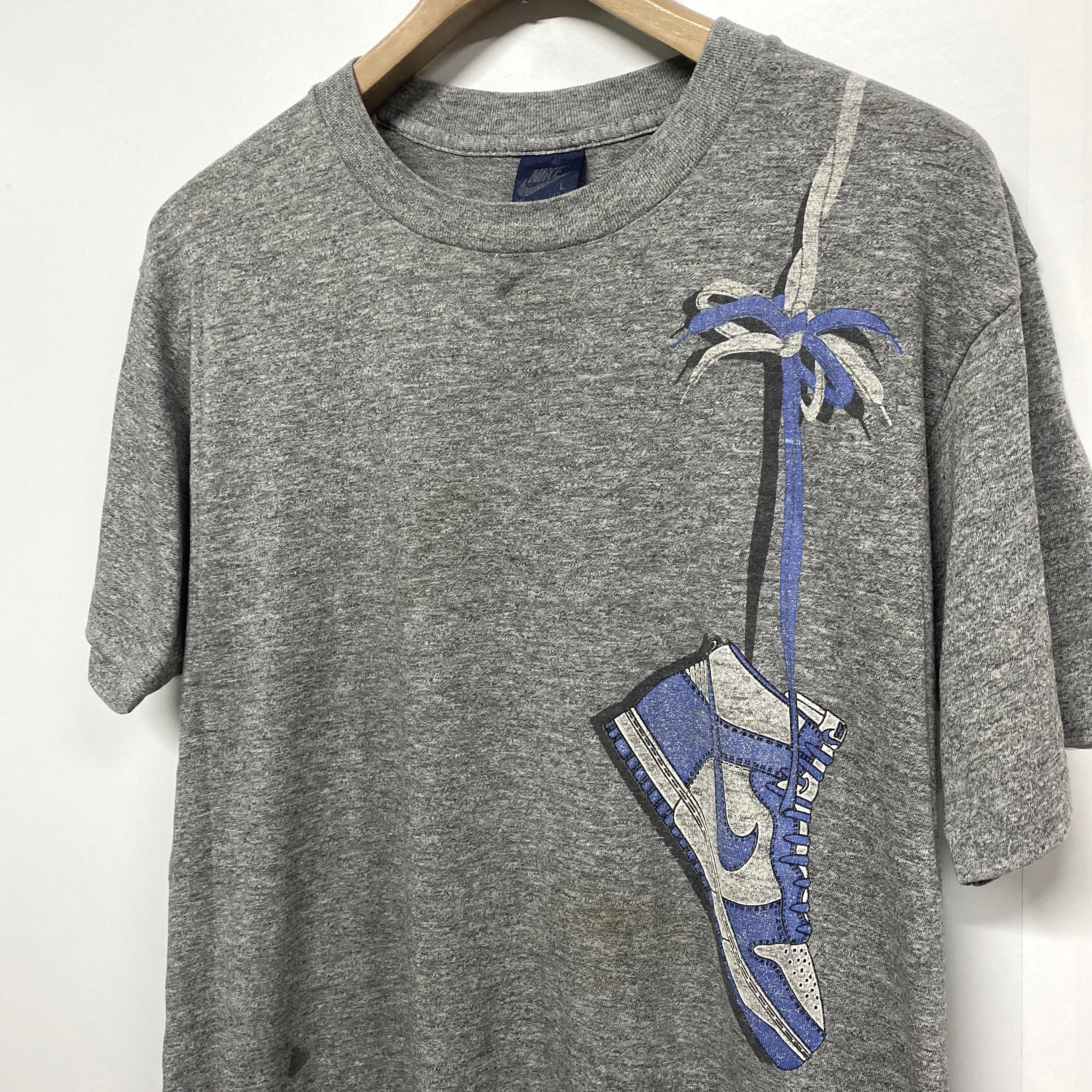 80年代 ヴィンテージ NIKE ナイキ 肩掛け Tシャツ 霜降り レーヨン混 L 