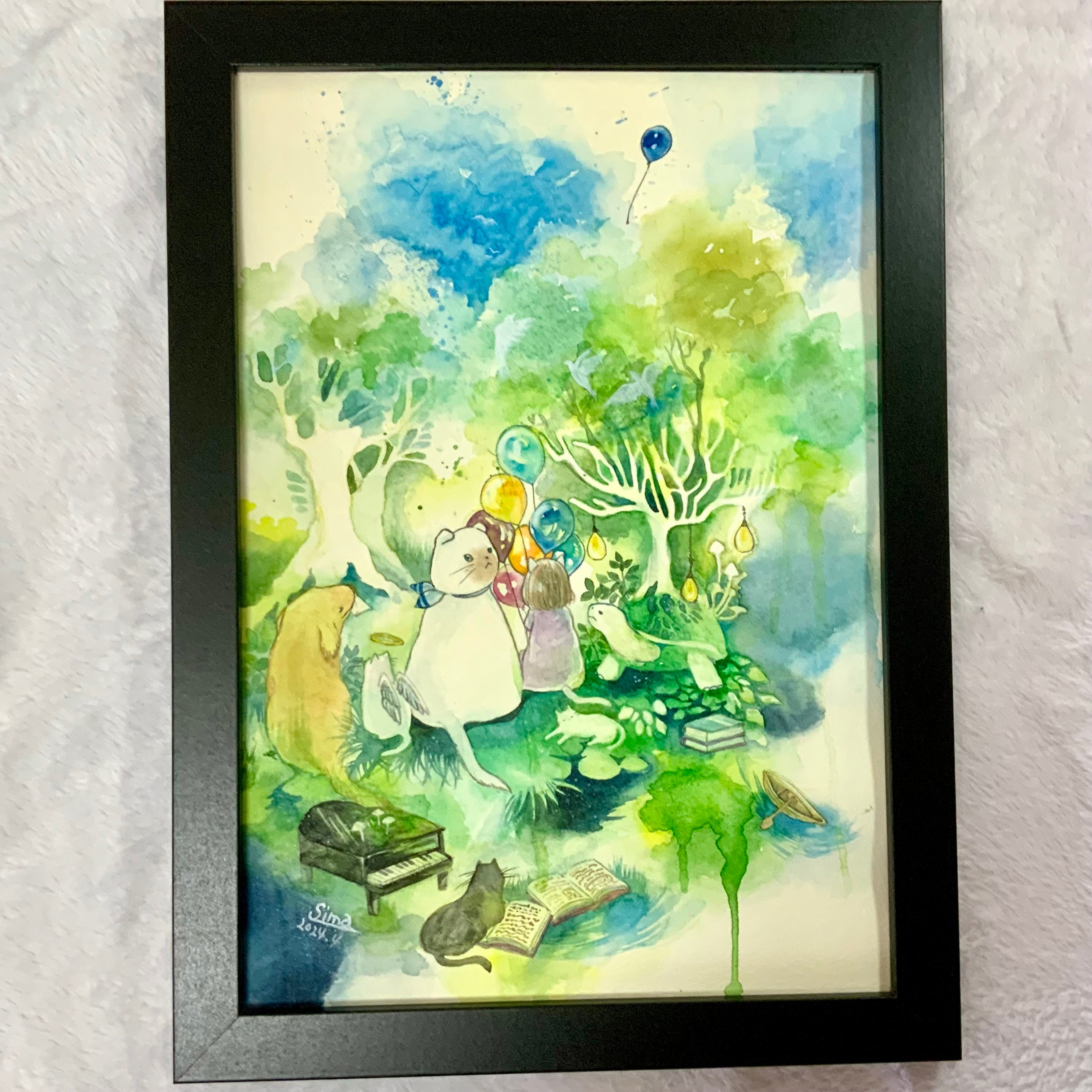 水彩画 空飛ぶ風船 | Art shop 森羅万象