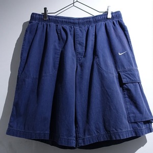 00s "NIKE" Blue Swoosh Logo Design Half Shorts