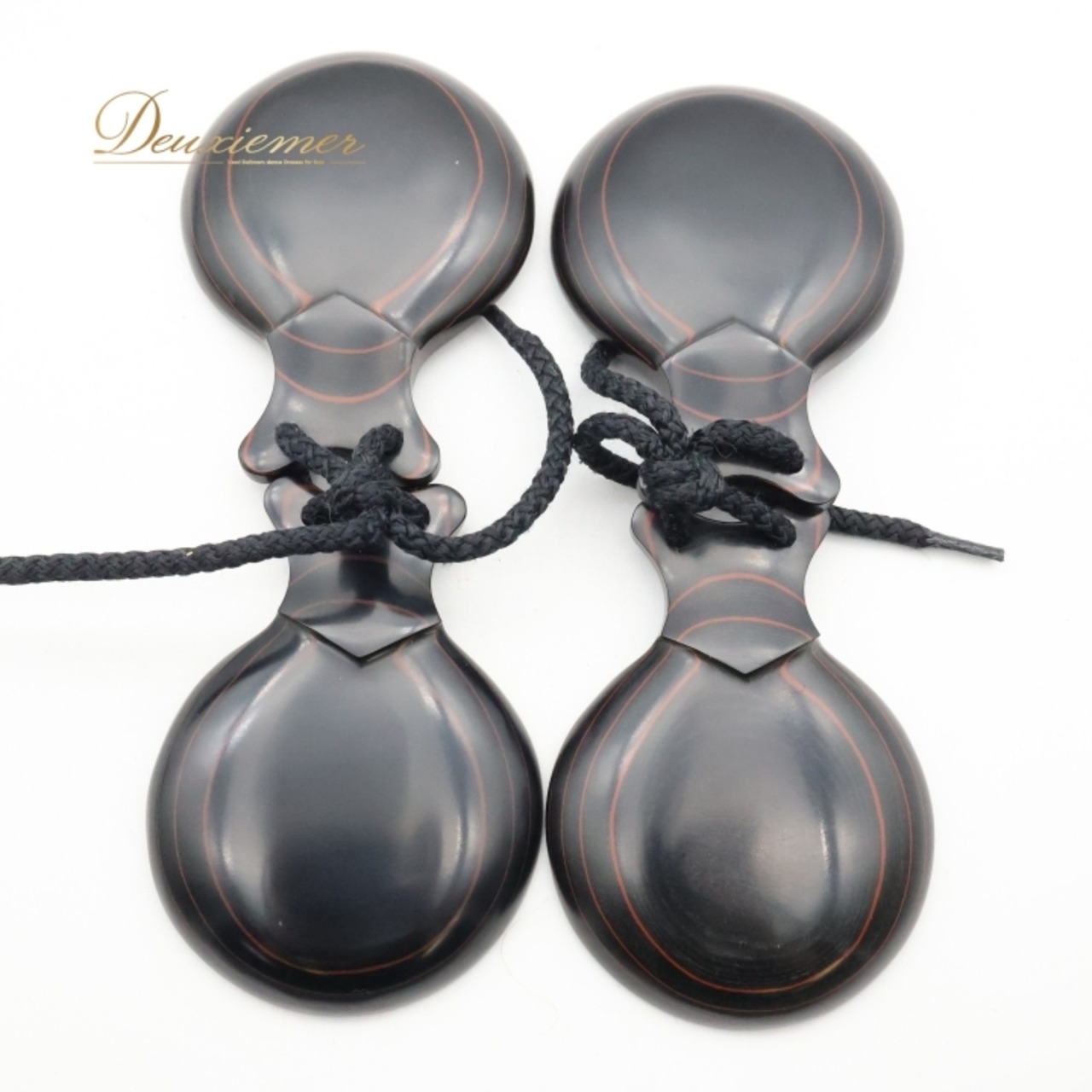 フラメンコ パリージョ カスタネット CASTANUELAS DEL SUR ブラック系 黒 小物 小道具 ペア 両手 柄 模様 ダンス用 ケース付き 舞台 練習 発表会 ダンス イベント用 演技用 舞台衣装