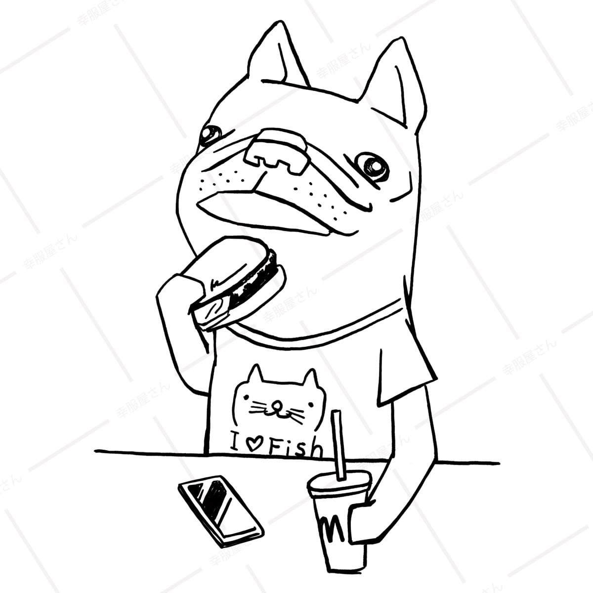 フレブル 食いしん坊 Tシャツ dog31 イラスト 犬 フレンチブルドッグ