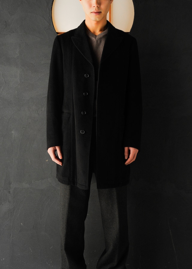 EMPORIO ARMANI 05AW angora blend fly front wool chester coat