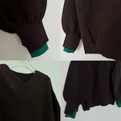 やわもち2wayバイカラーカフknit/ダークブラウン