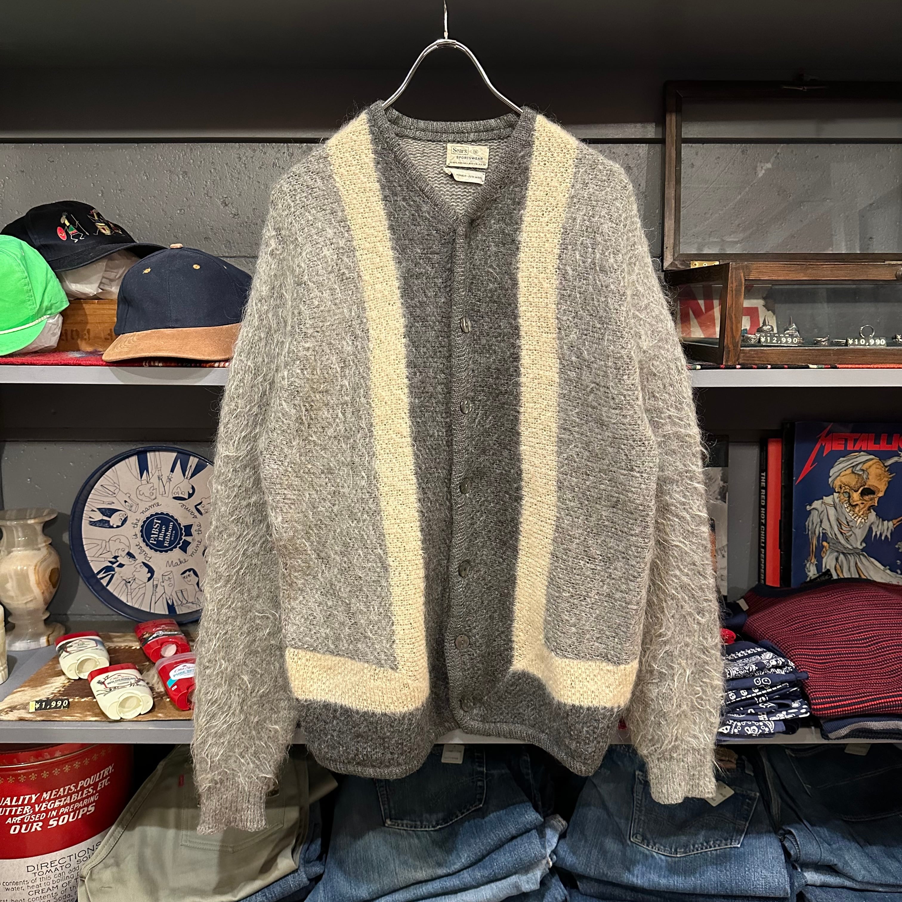 国外直営店 60s 70s sears mohair knit zip cardigan - トップス