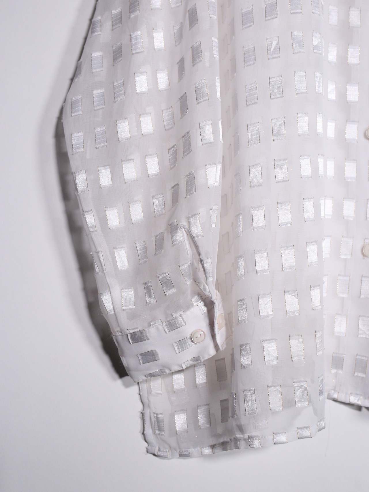 square jacquard white sheer shirt - 10