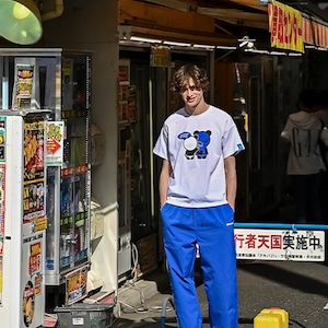 SALE【HIPANDA ハイパンダ】メンズ プリント ビッグシルエット Tシャツ MEN'S BACK PRINTED BIG SILHOUETTE SHORT SLEEVED T-SHIRT / WHITE・BLUE・YELLOW