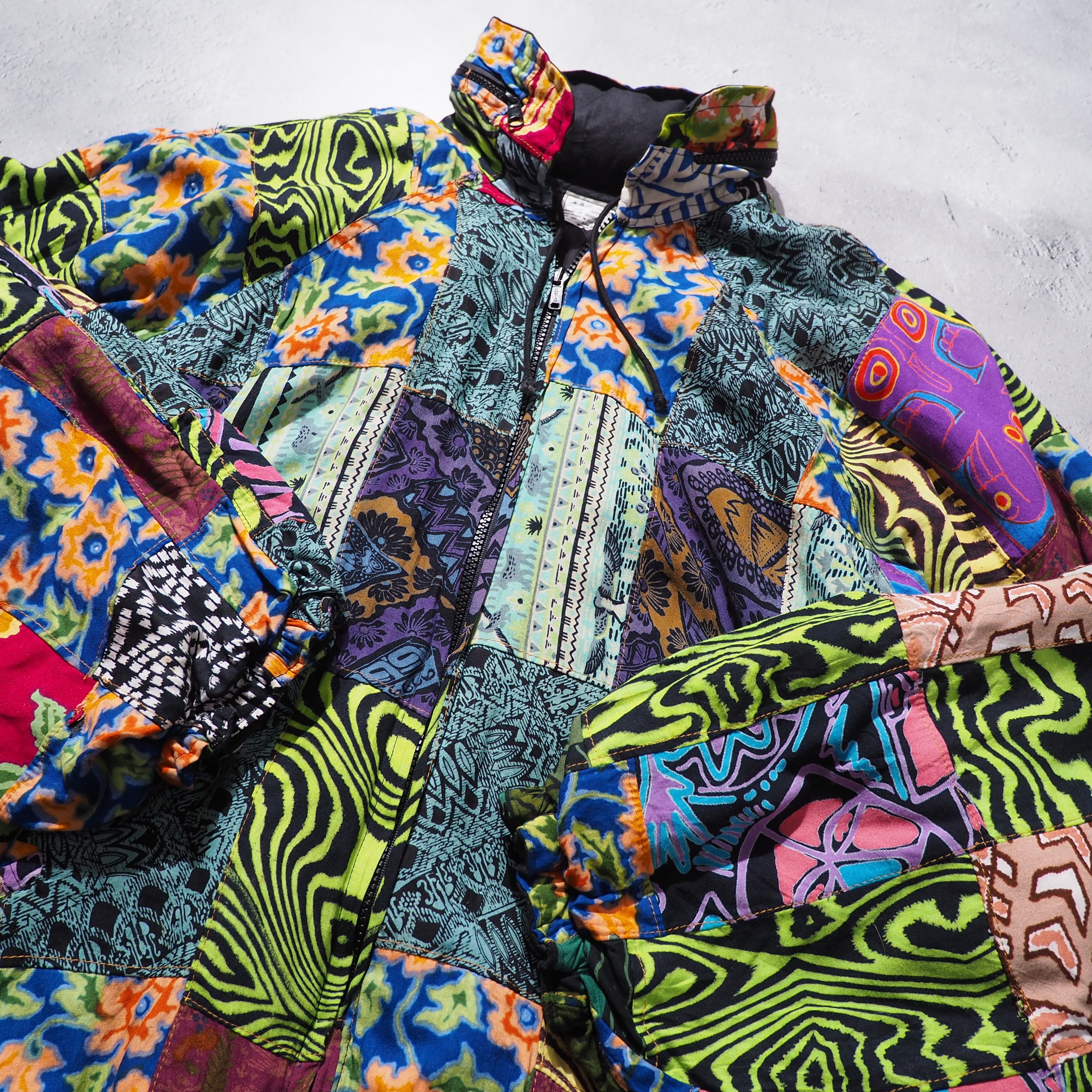 psychedelic × ethnic patchwork panel switching Design vintage loose silhouette jacket