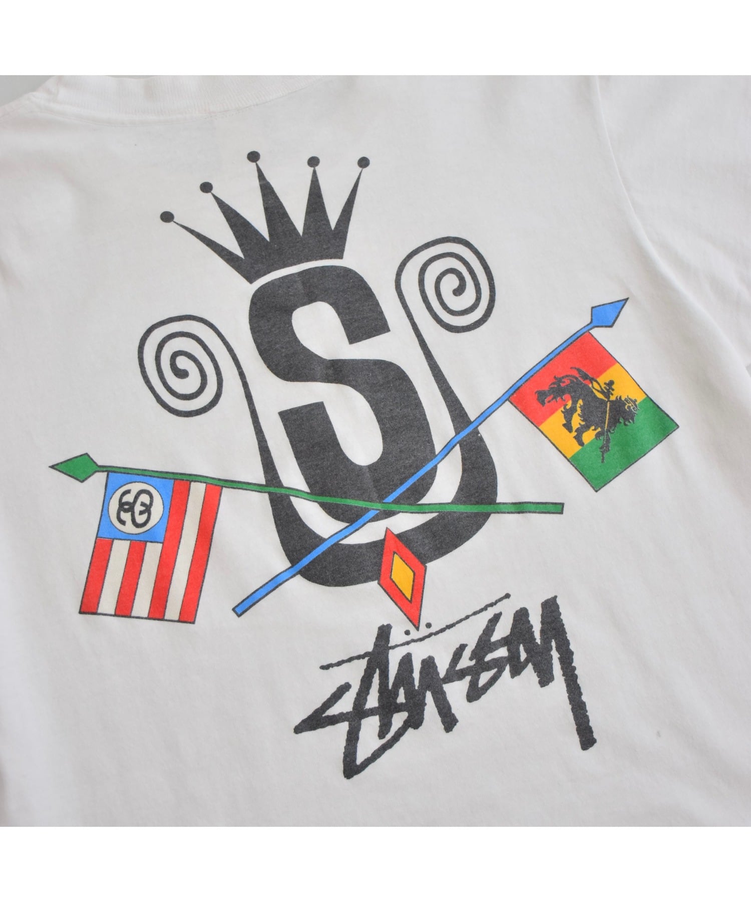 SPECIAL】80's USA製 STUSSY クラウン×ラスタプリントTシャツ メンズM