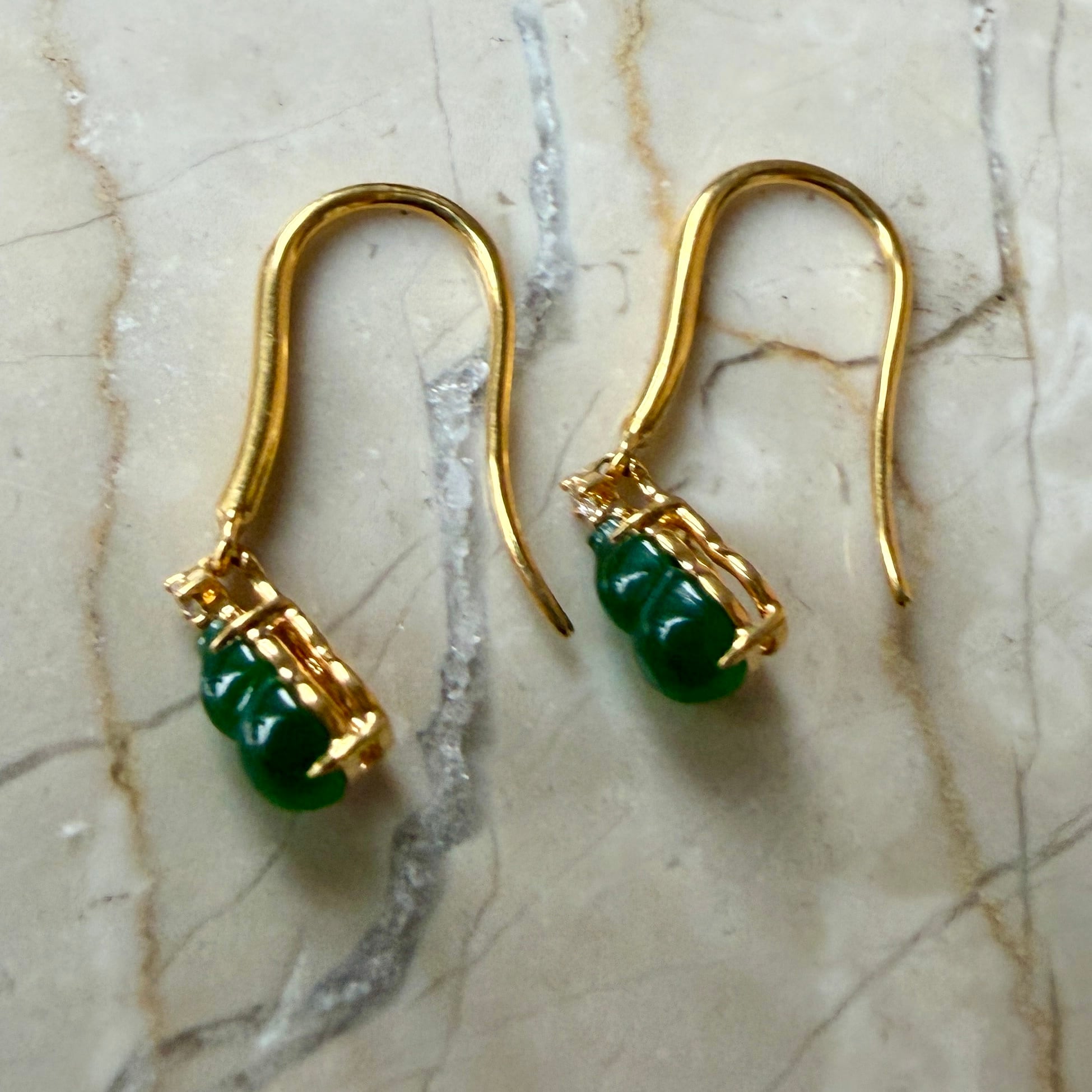 Jade earrings 翡翠ピアス 瓢箪型 RC0089 | Victorian Box