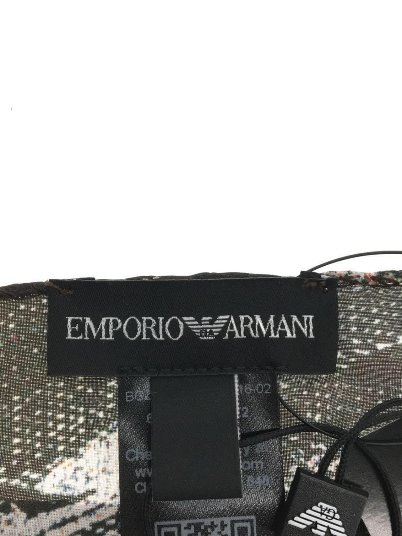 EMPORIO ARMANI(エンポリオ・アルマーニ)総柄ユニセックスシルクストール/ブラック