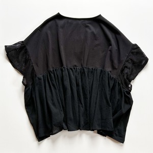 Cotton sheeting flare tee (black)