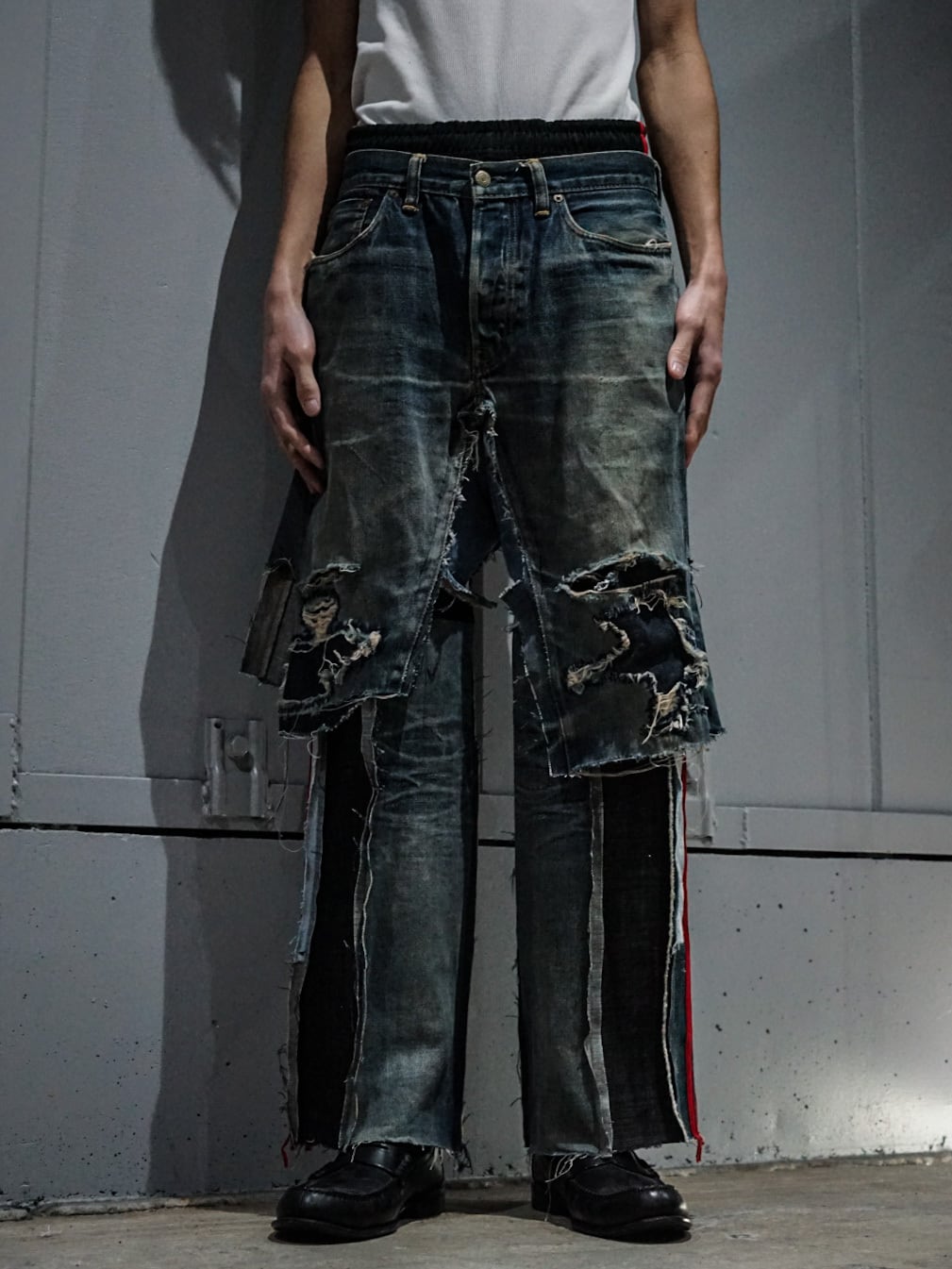 add (C) vintage】“Original Remake” Destroy Half Denim Pants  