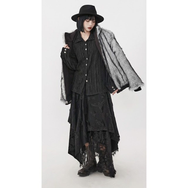 Reversible fur hood blouson C1449