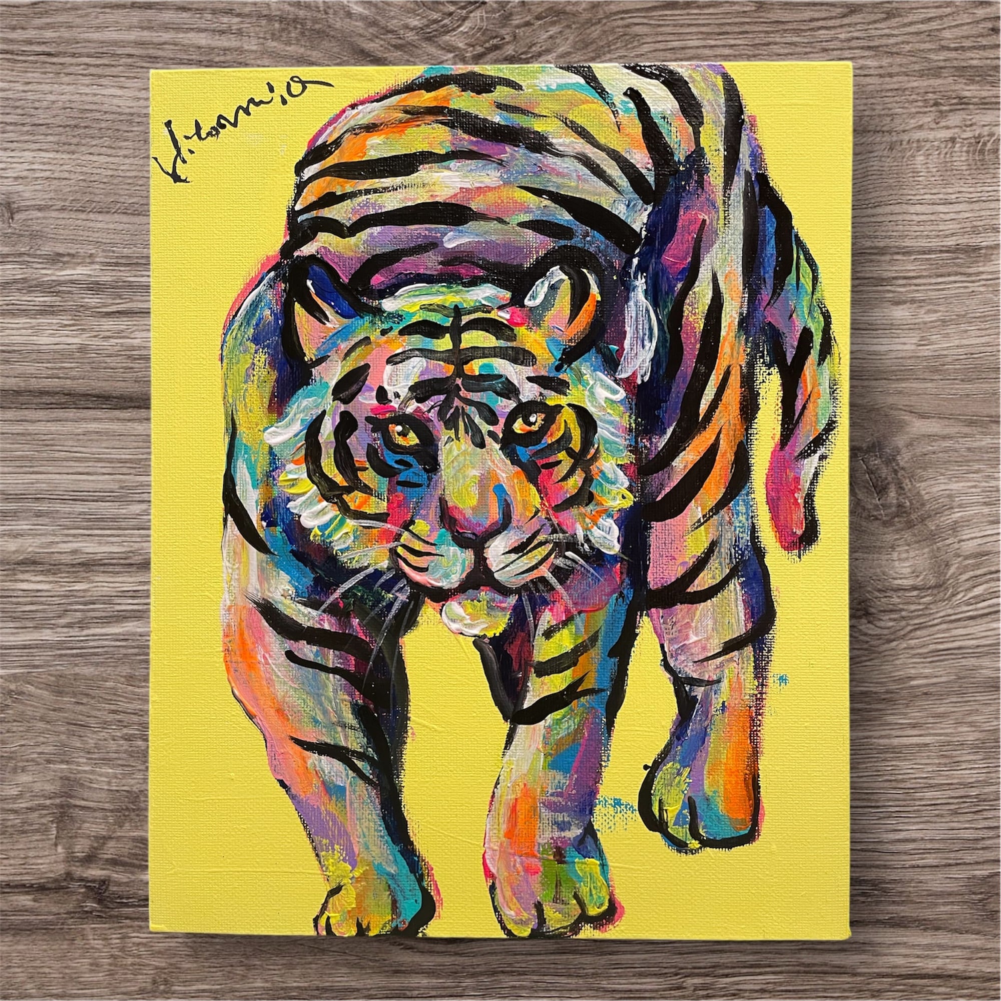 A-108/24】動物画 クジラ 原画 絵画 現代アート キャンバス 真作