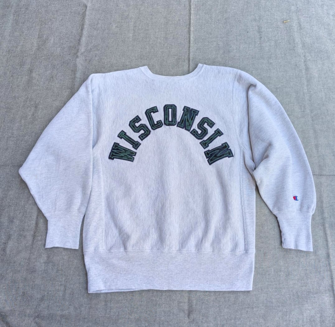 90s champion r/w wisconsin college sweat 小岩店