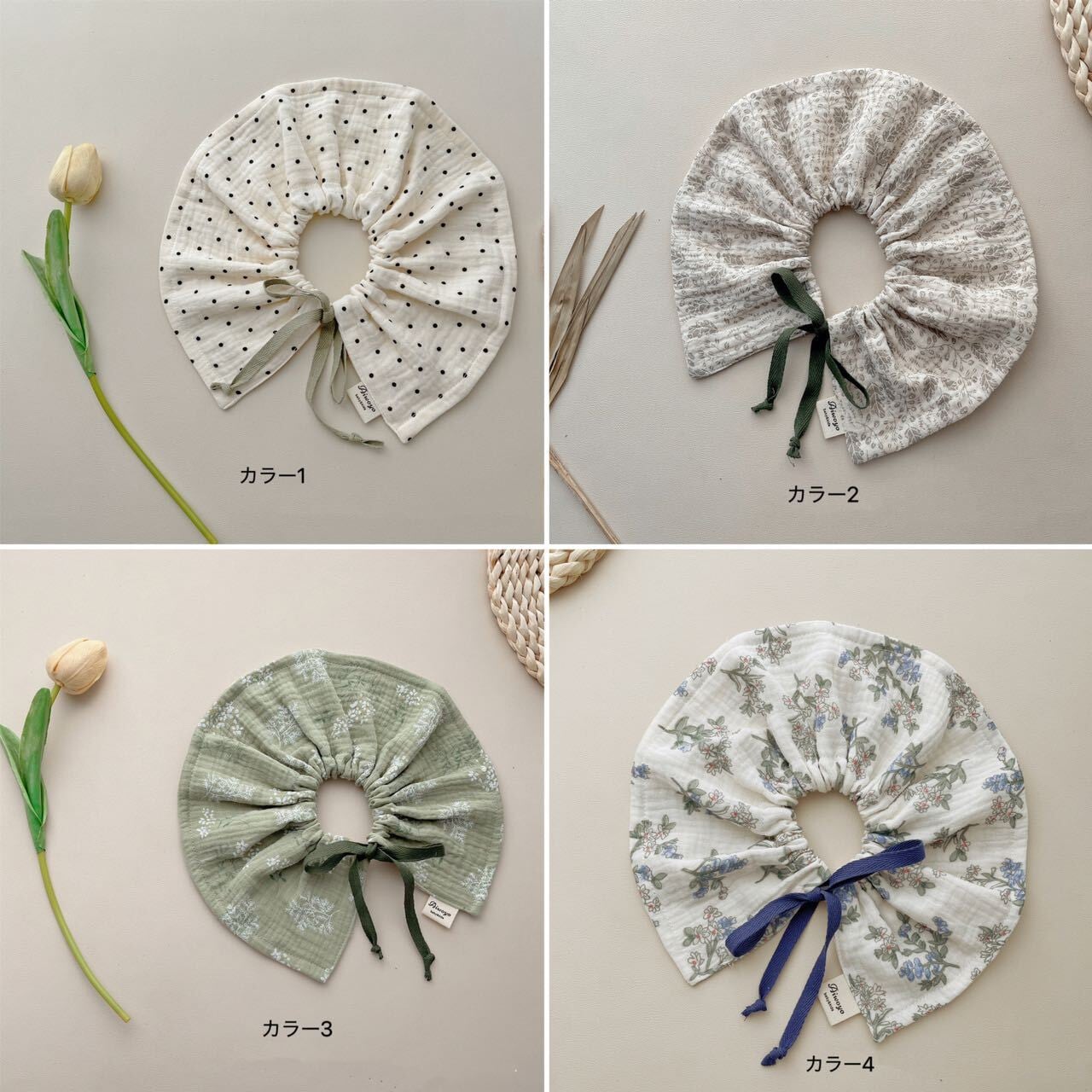 ベビードーナツスタイ よだれかけ つけ襟 360度 4層ガーゼ 出産祝い