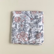 No.30 | インドの木版染めハンカチ | 白 ピンク花