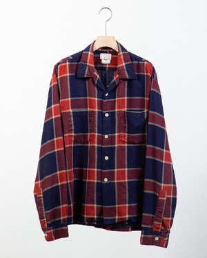 vintage check patterned open collar wool × cotton flannel shirt / VIYELLA / SIZE:17-17 1/2
