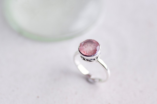 【ONE-OF-A-KIND】yellow line ring #13.5 SV950 <blue topaz> / 真鍮環リング ＜ブルー・トパーズ＞