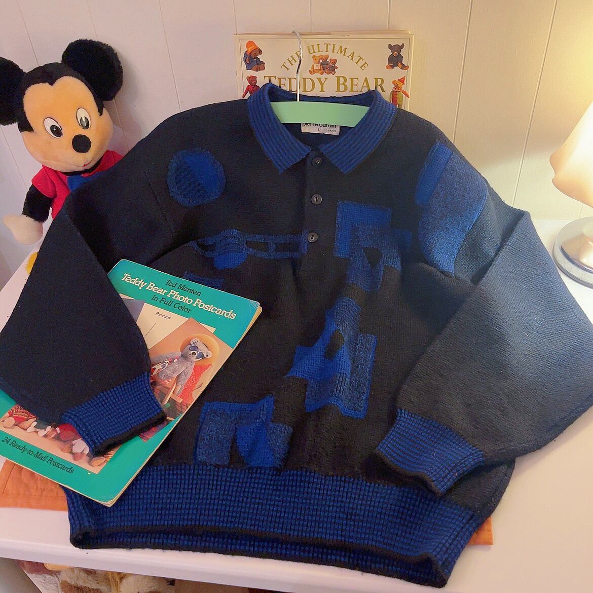 90s blue geometric knit sweater