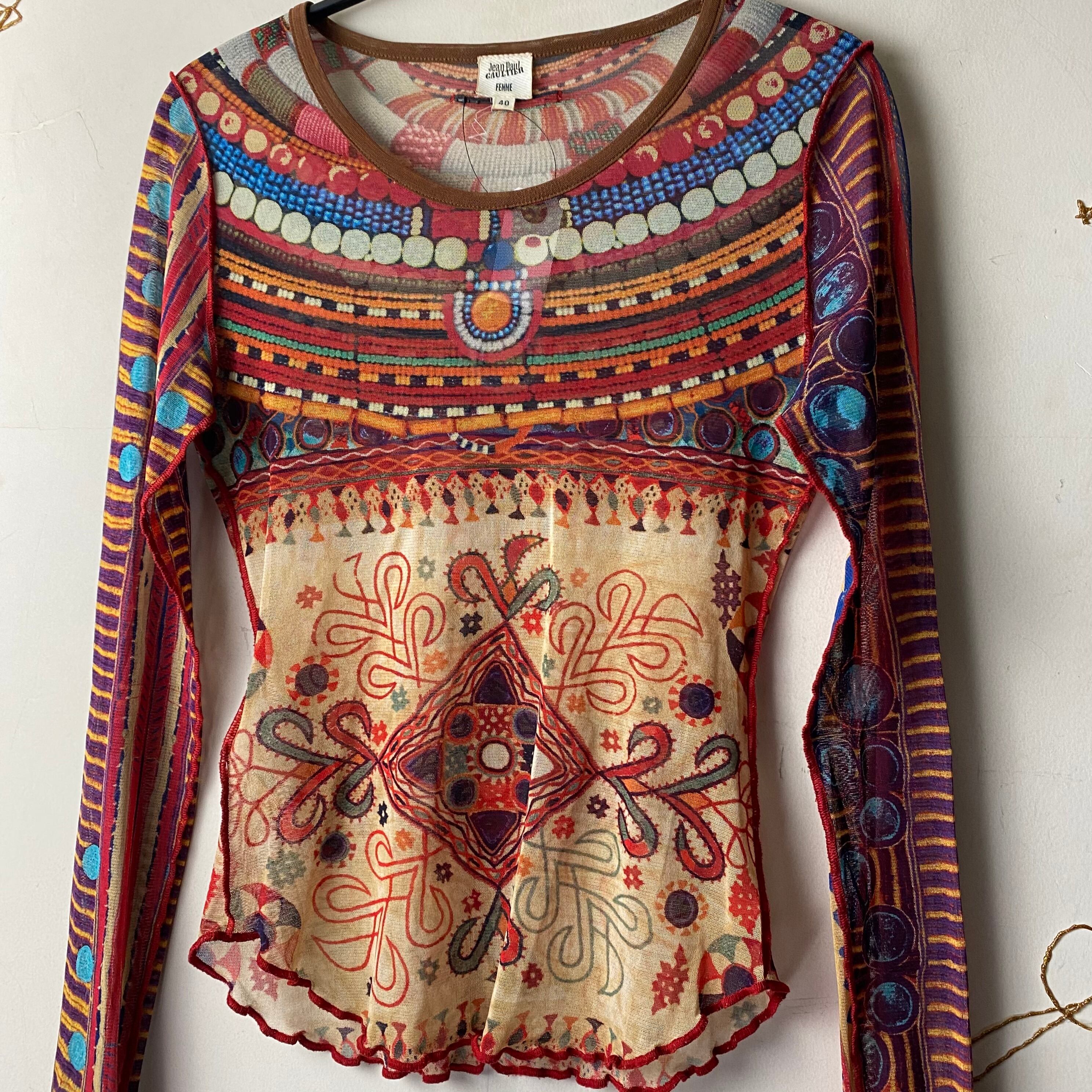 JEAN PAUL GAULTIER FEMME ethnic pattern power-net | NOIR ONLINE