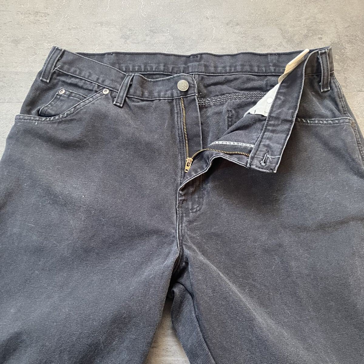 00s Dickies ダック ペインターパンツ ブラック ペンキ フェード 36×34