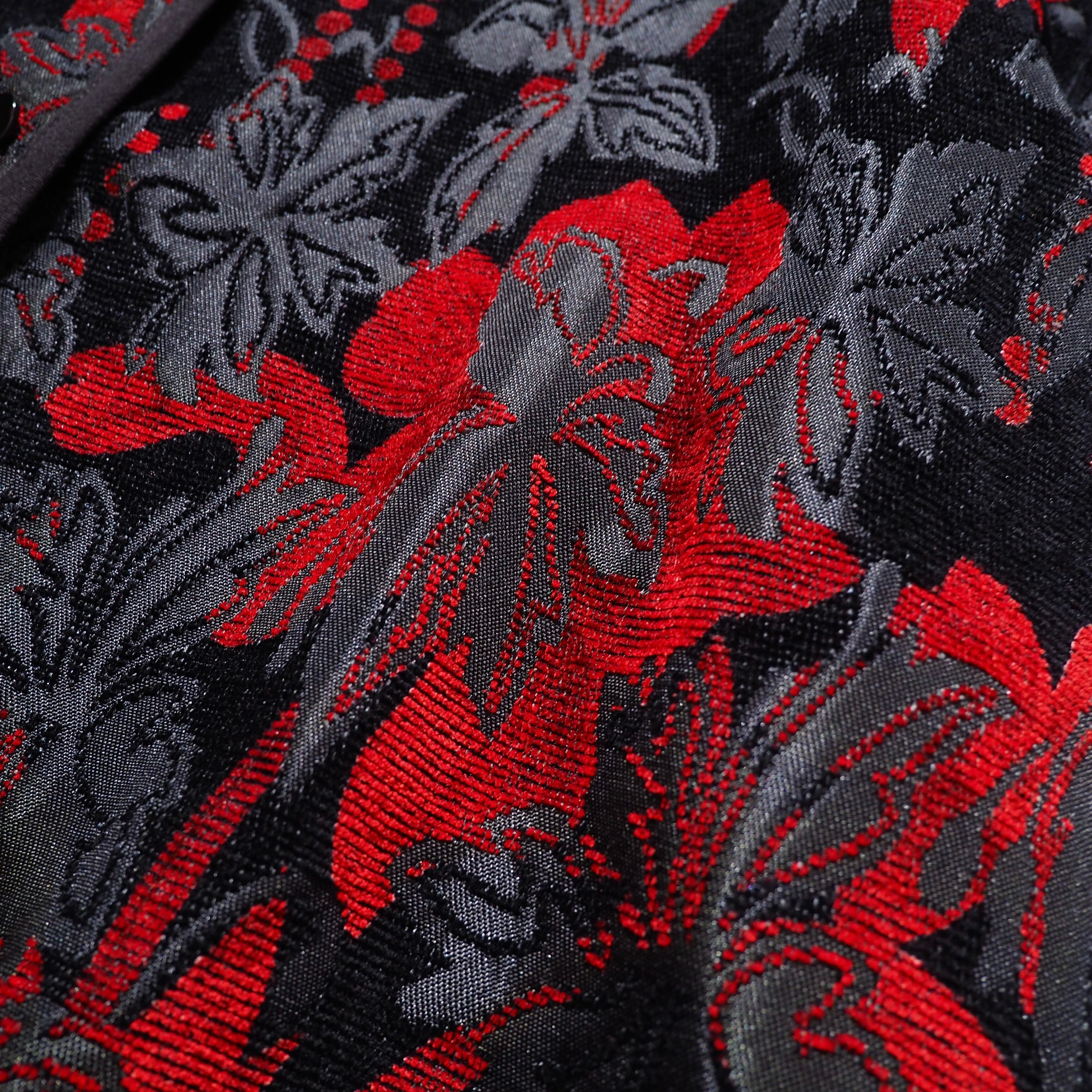 " 両面 - Reversible " Beautiful Flower Embbossed vintage Velours jacket