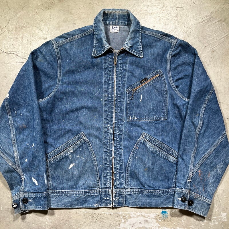 ~50's Lee リー 91-B デニムジャケット JELT DENIM ハウスマーク直後 ®無し ペンキ飛び 名作 38 REGULAR レア  ワークジャケット 希少 ヴィンテージ BA-1982 RM2401H | agito vintage powered by BASE