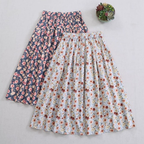 2色／ランダムローズ柄スカート ・10413