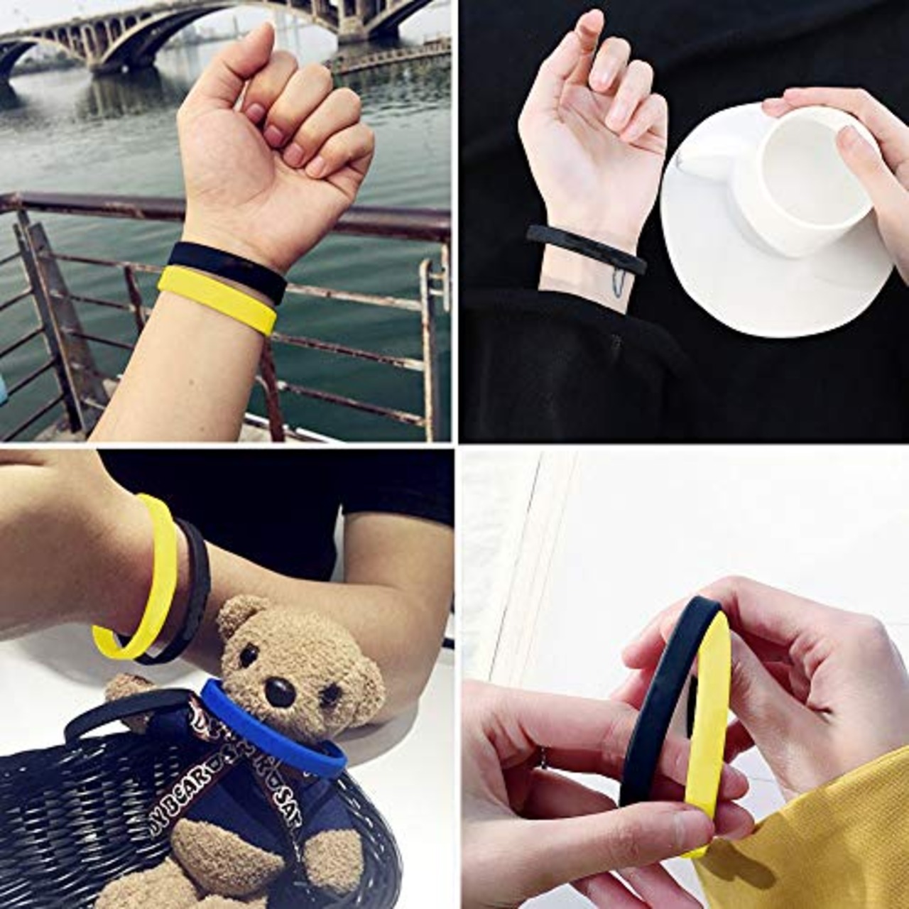 Popluxy シリコンリストバンド シリコンブレスレット スポーツやチーム分けに適して 無地 12個セット