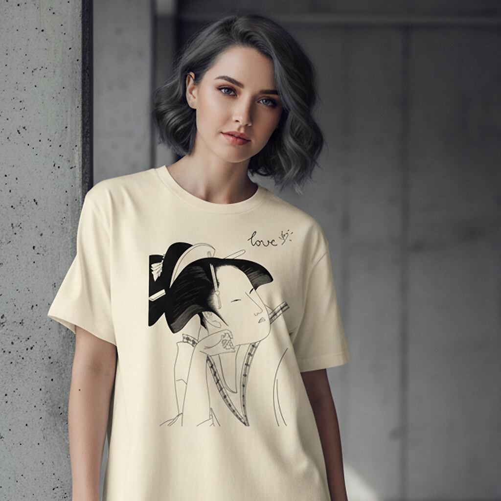 UTAMARO】恋煩い浮世絵美人画Tシャツ｜喜多川歌麿 | 宵ノ華 -YOINOHANA-