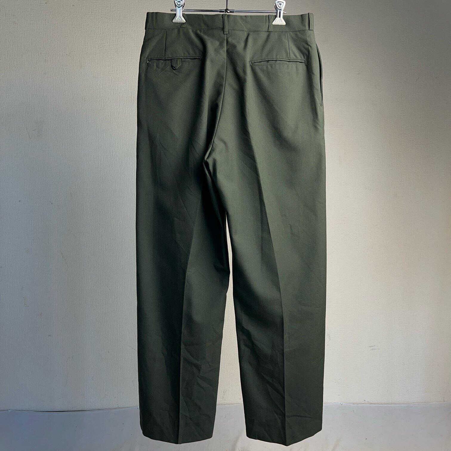 1980's U.S.MILITALY WOOL×POLY SLACKS SERGE ARMY GREEN W33 80年代