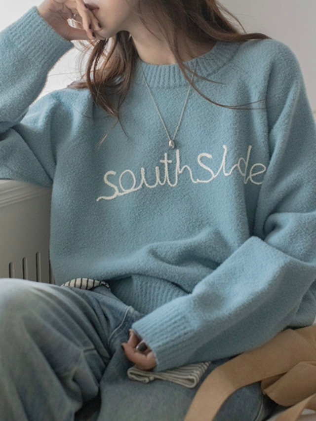 レター刺繍ロゴニット　M0230