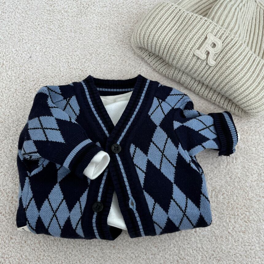 Knit Cardigan Argyle