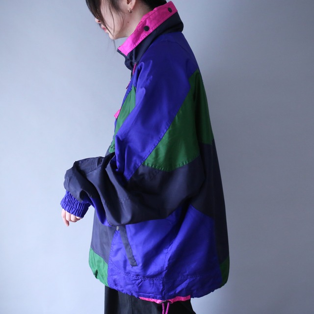 psychedelic multi coloring over silhouette tech half-zip pullover