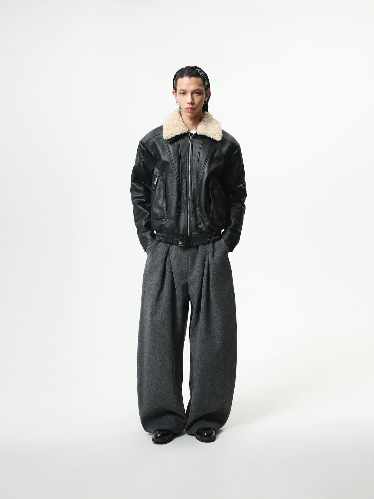 BOOGOOVOGUE Vintage Leather Fur Puffer