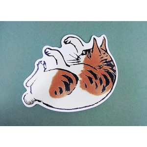 日本画切り抜き特殊はがき　ダイカットポストカード 広重 猫 トラ猫