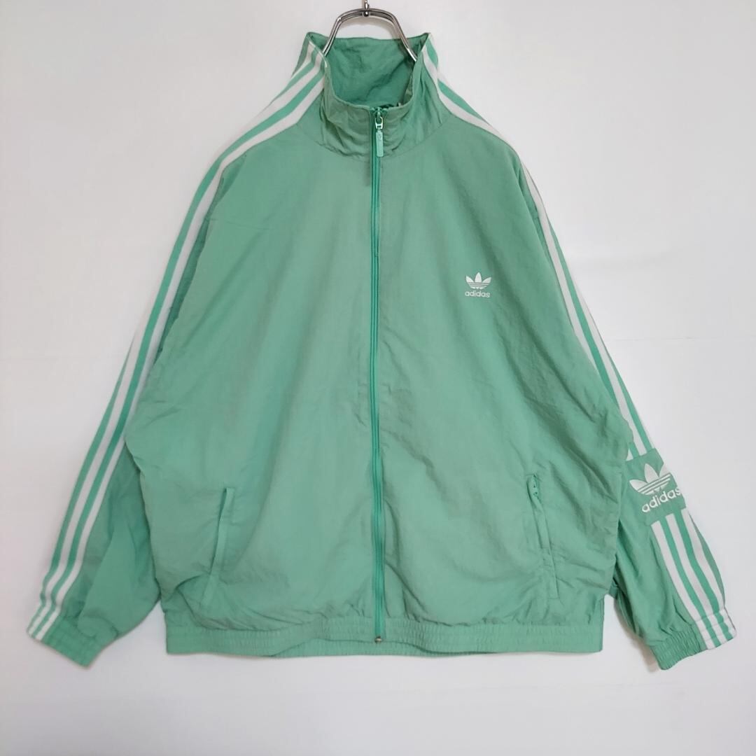 adidas アディダス ナイロンジャケット 刺繍 グリーン 緑 白 8794 | fuufu 