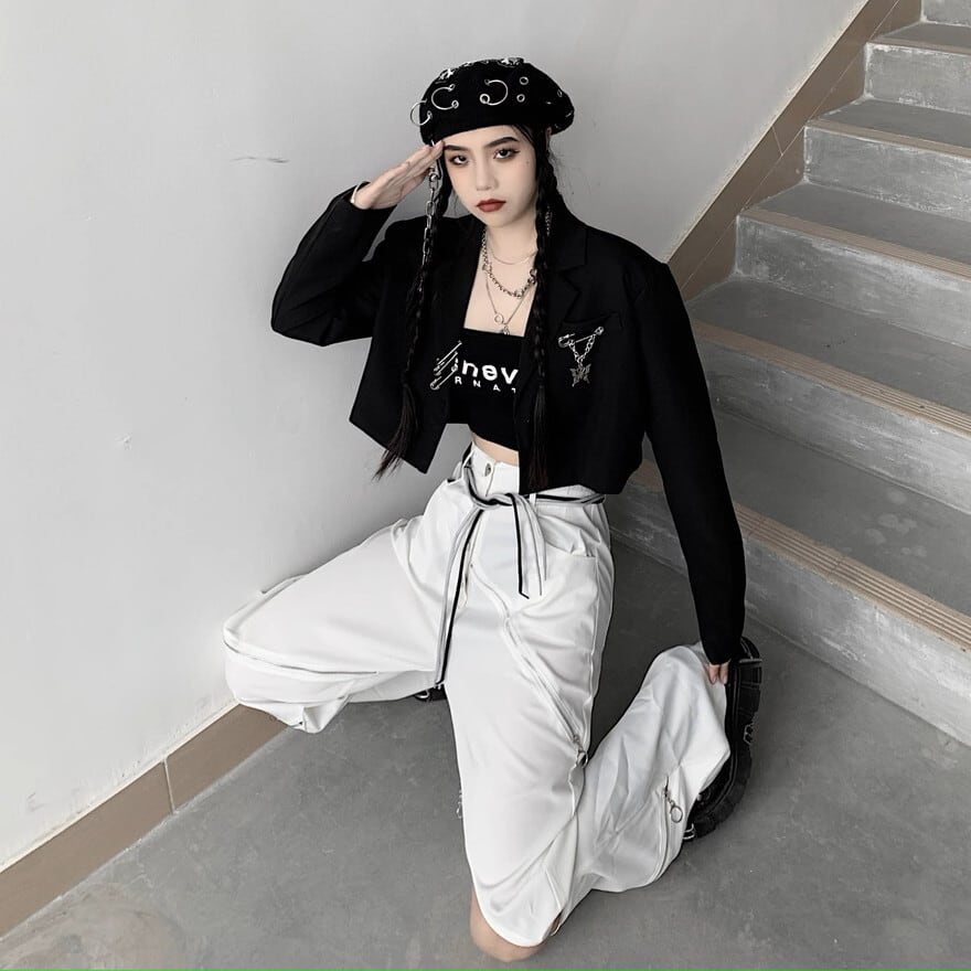 サブカル 服 地雷系 通販 ジャケット ショート丈 ダークゴシック