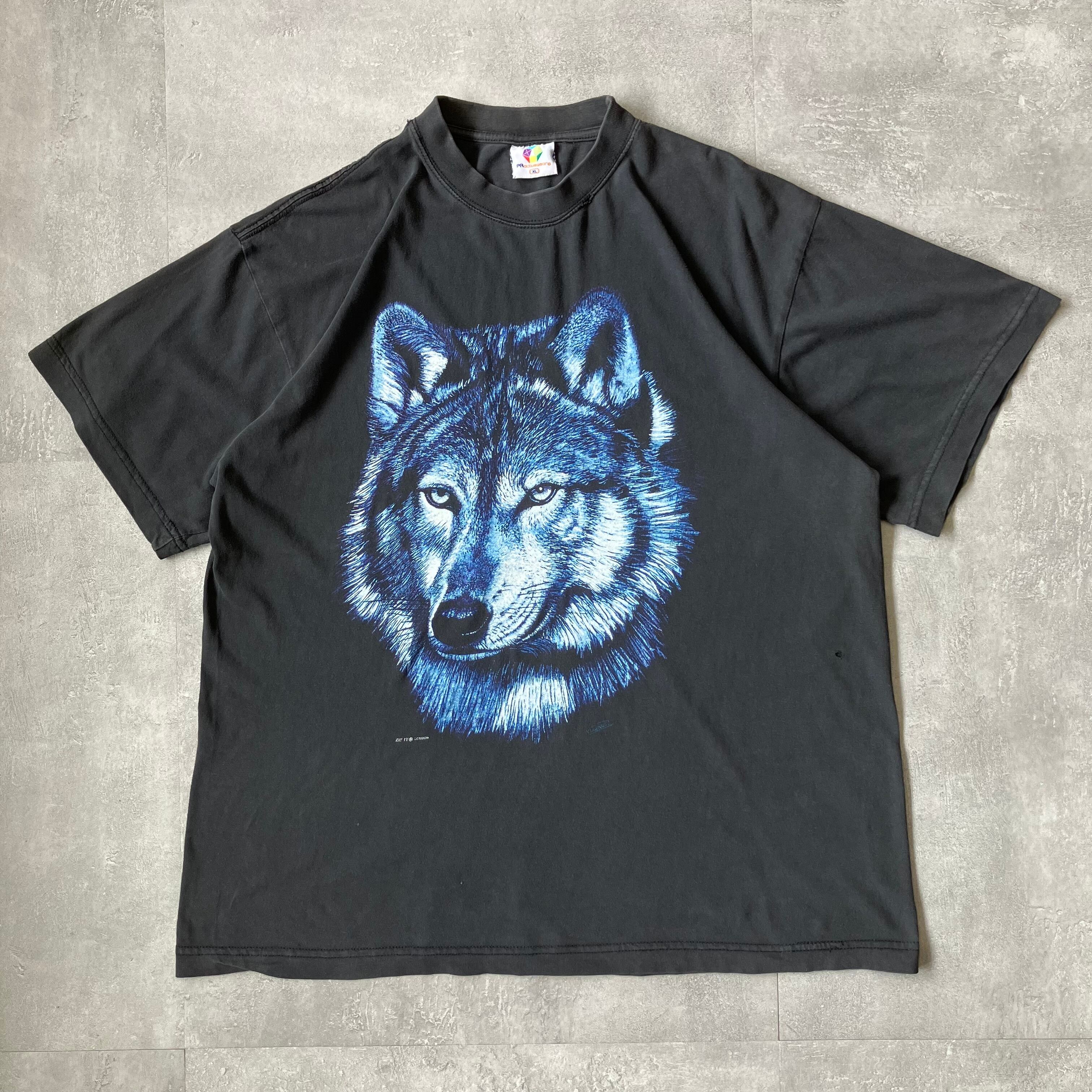 《XL size》PR activewear ウルフ プリントTシャツ ブラック No.3324