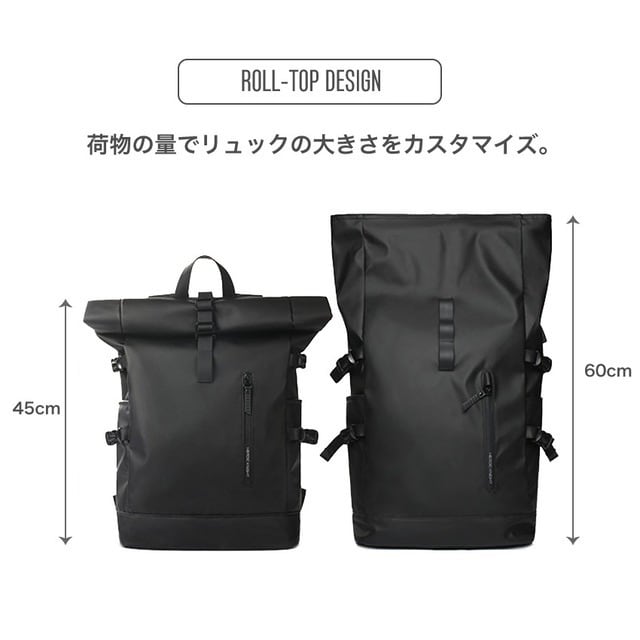 リュック メンズ ロールトップ バックパック 防水 ロール バックパック