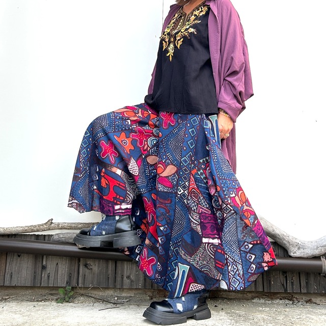 コットン総柄デザインパンツ