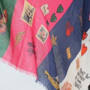 VILAGALLO  大盤マルチカラー可愛いプリントウール混ストール SPAIN:VIL33046 ¥18.000＋tax